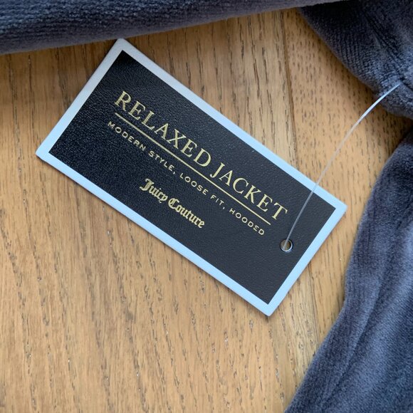 Women's Juicy Couture Vintage J Bling Relaxed Velour Jacket Charcoal Size S - Picture 5 of 12